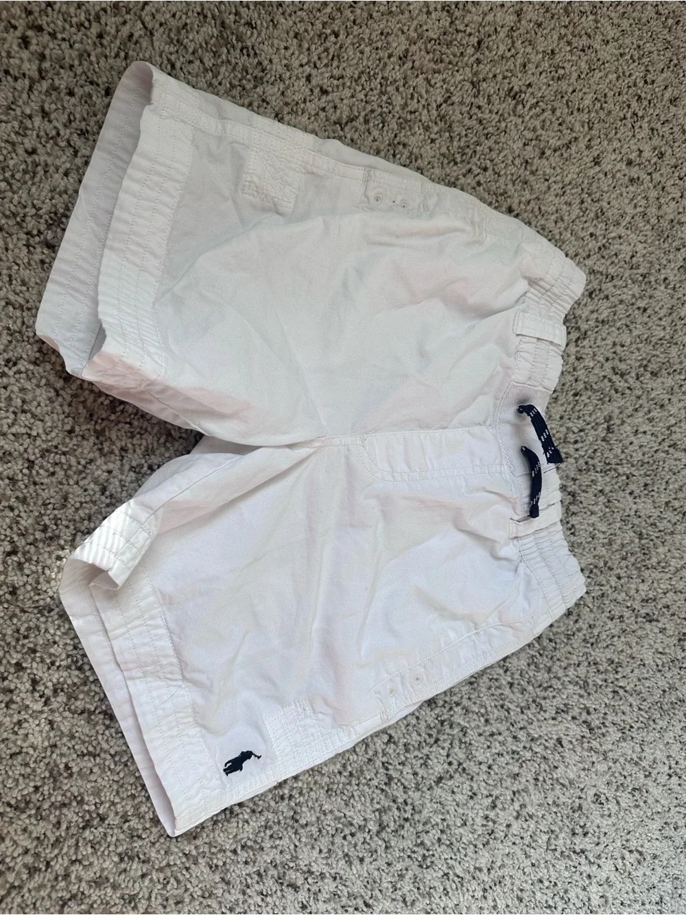 White Ralph Lauren Polo Style Swim Shorts with Navy Logo size 8